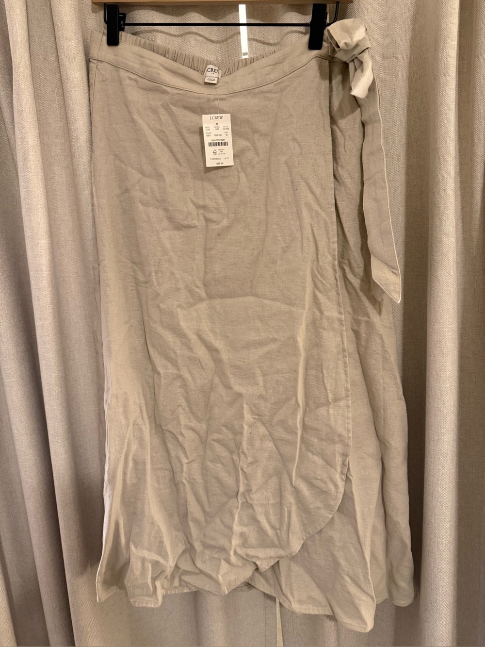 New J. Crew Factory Cream Faux Wrap Skirt Linen Blend M